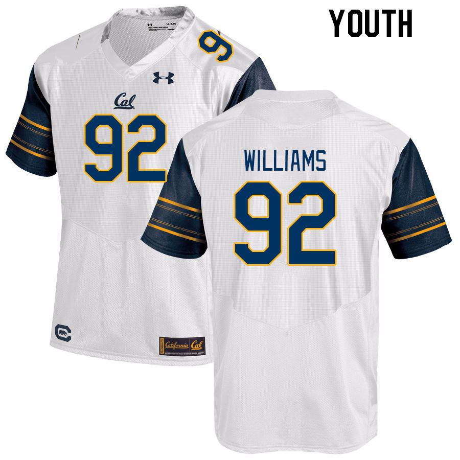 Youth #92 Myles Williams California Golden Bears College Football Jerseys Stitched Sale-White - Click Image to Close